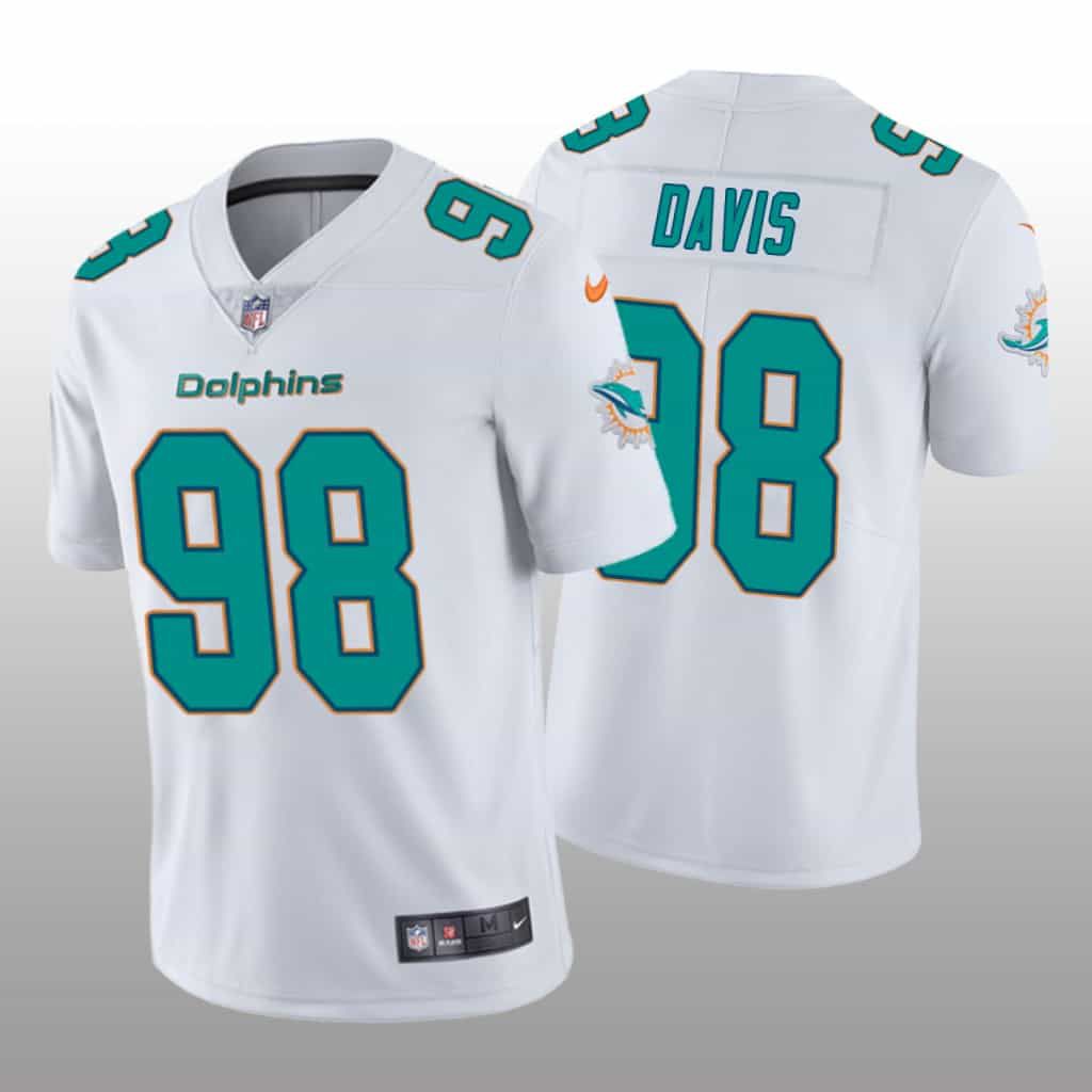Men Miami Dolphins 98 Raekwon Davis Nike White Vapor Limited NFL Jersey